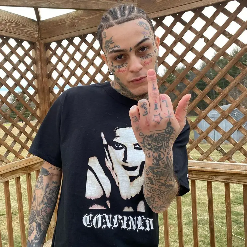 Lil Skies outfit in Confined Clothing, Purple Brand, and Drxp Clothing, 2021