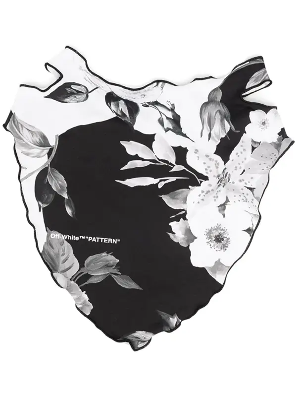 Off-White Floral Print Bandana Mask In Black $210