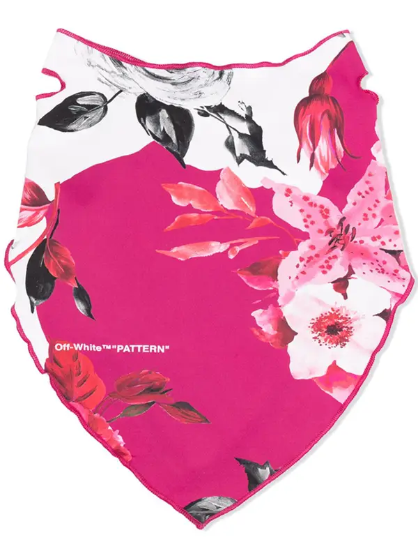 Off-White Floral Print Bandana Mask In Pink $210