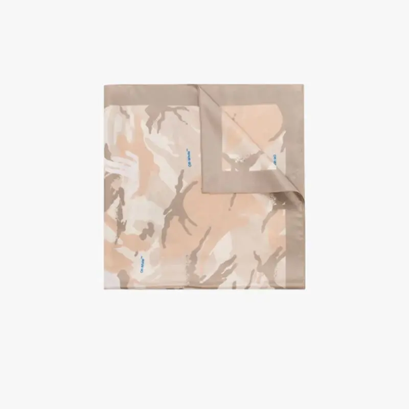 Off-White X Browns 50 Camouflage Silk Scarf In Neutrals $205