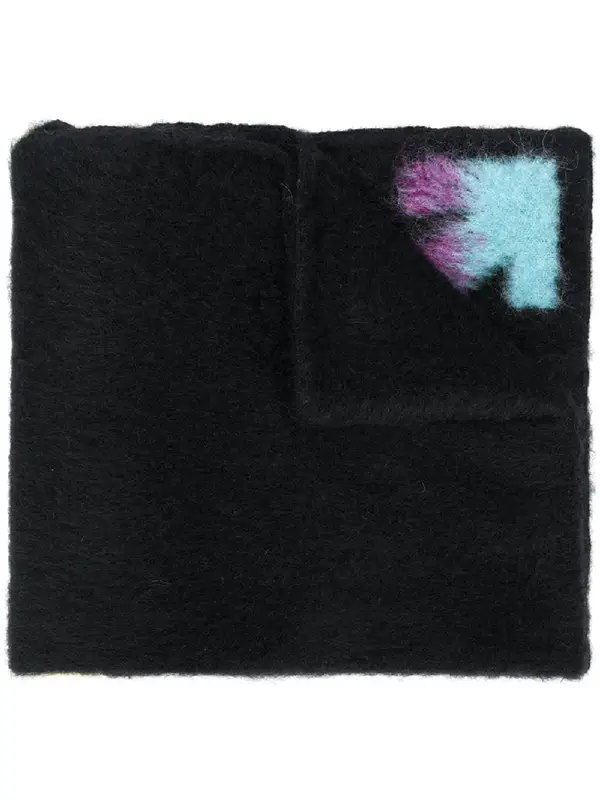 Off-White Black Alpaca-wool Blend Fuzzy Arrow Scarf $625