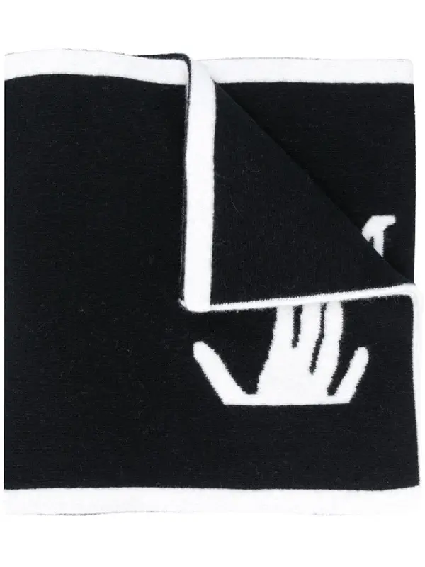 Off-White Black And White Logo Intarsia Wool Scarf $430