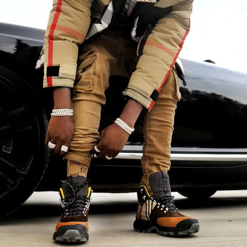 Yung Bleu outfit in Burberry and Gucci, 2020