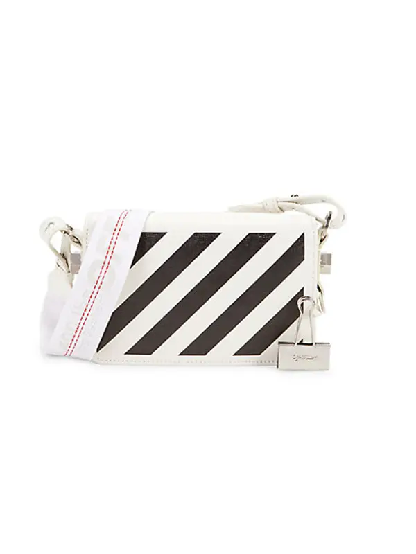 Off-White Diagonal Stripe Leather Shoulder Bag In Off White $1190