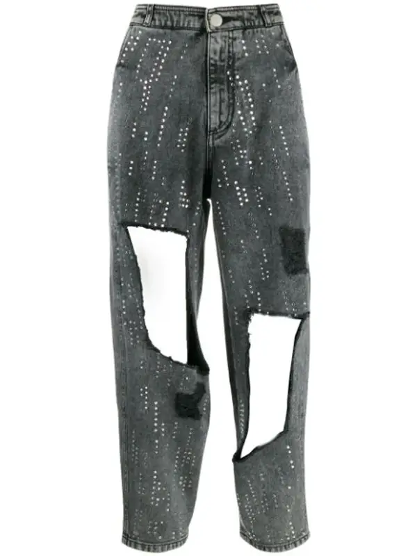 Philosophy Di Lorenzo Serafini Embellished Distressed Jeans In Grey $926