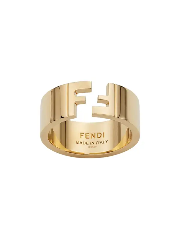 Fendi Logo Detail Ring In Gold $290