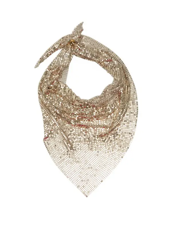 Collier Scarf Mesh Paco Rabanne Style - Métal Argenté Effet Pixel - Neuf Sans Emballage