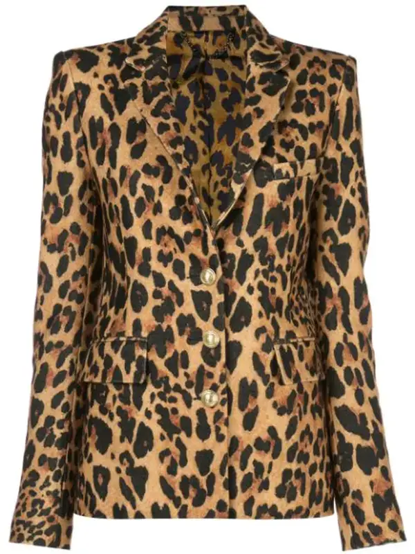Paco Rabanne Leopard-print Wool-blend Blazer In Gold $690