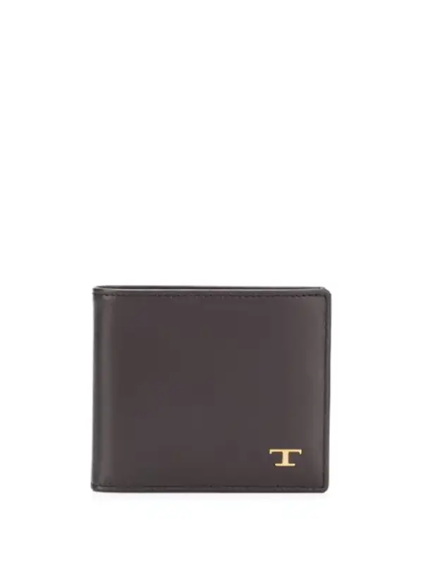 Tod's Logo Bi-fold Leather Wallet In Brown $375
