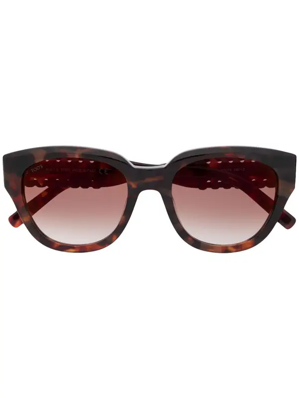 Tod's Stitch Detail Tortoiseshell Sunglasses In Brown $371