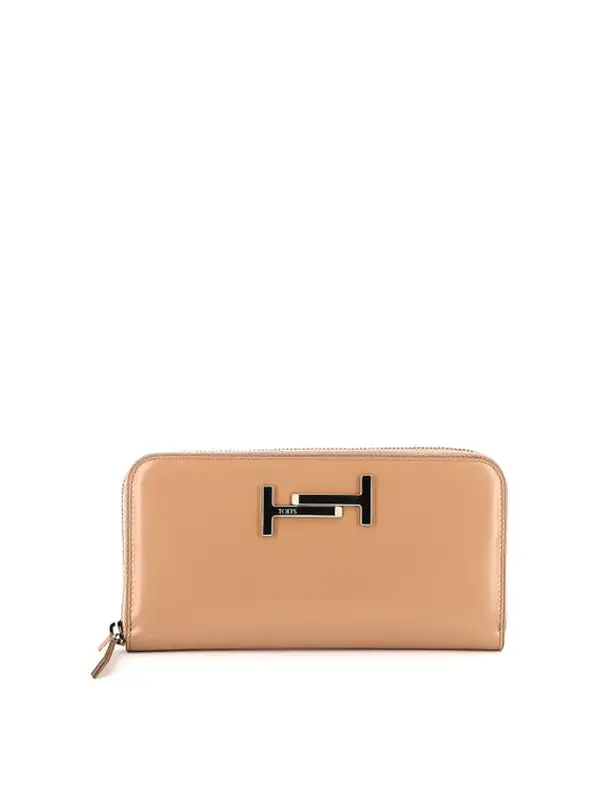 Tod's Double T Leather Wallet In Pink $546