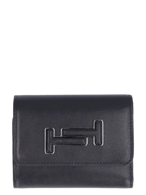 Tod's Leather Small Flap-over Wallet In Black $402