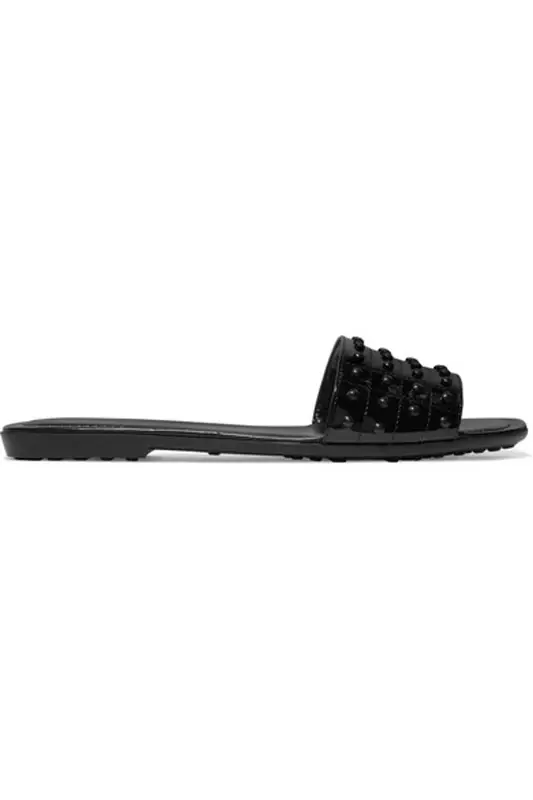 Tod's Gommini Stud Embellished Slides In Black $297