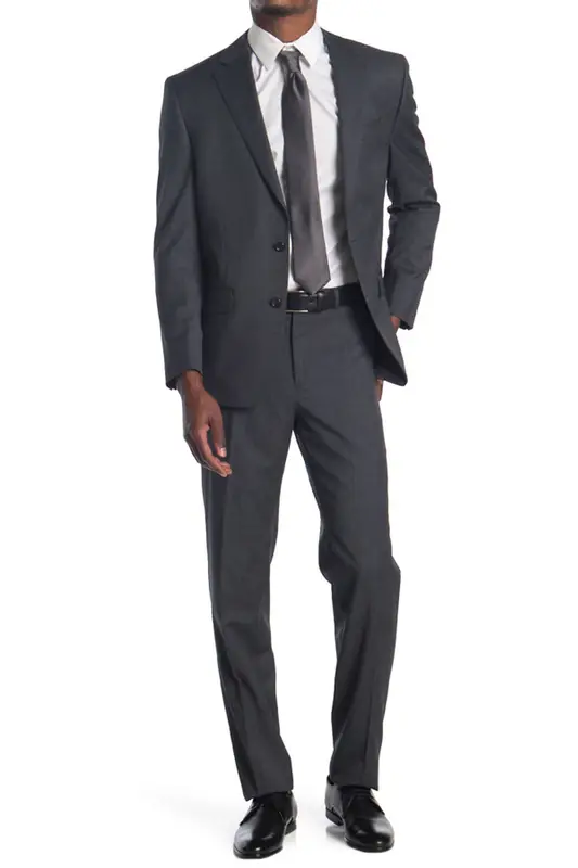 Ralph Lauren Charcoal Grey Sharkskin Two Button Notch Lapel Suit In Gray $650
