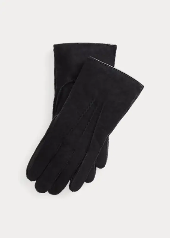 Ralph Lauren Shearling Gloves In Black $225