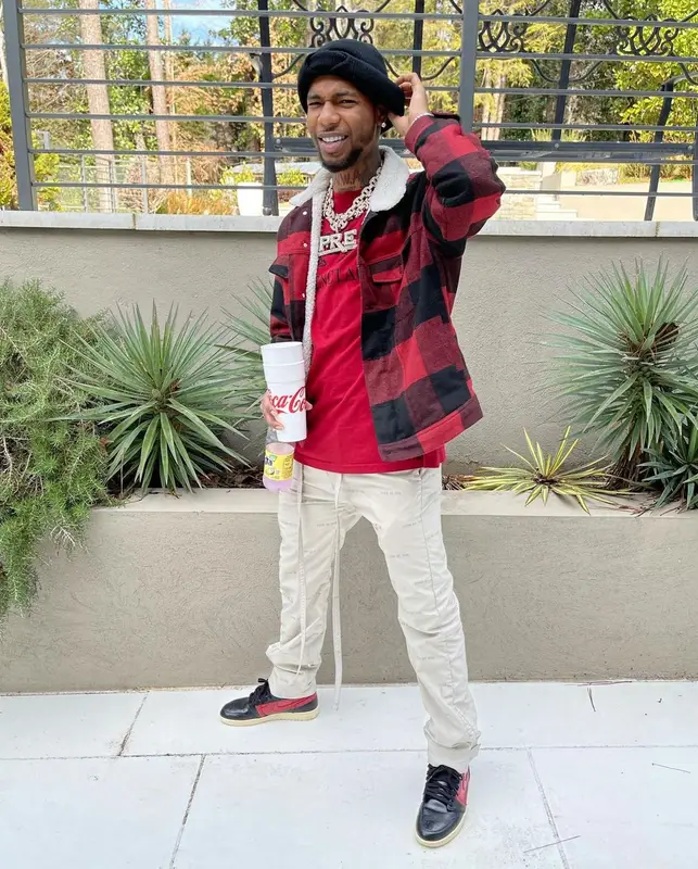 Key Glock outfit in H&M, Balenciaga, and Coca-Cola, 2021