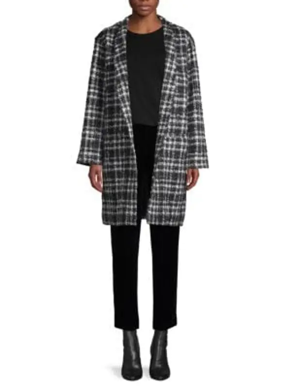IRO Twisted Tweed Check Coat In Black 
