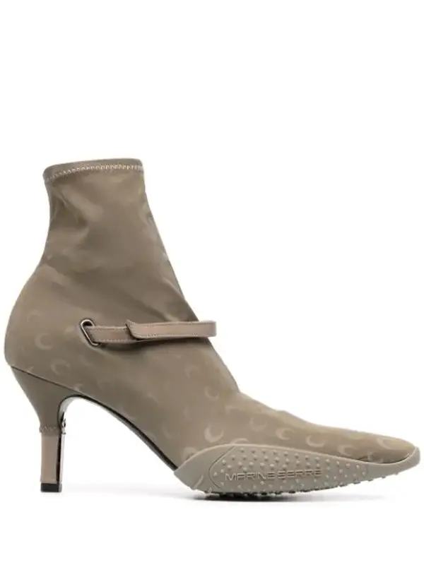 Marine Serre Moon Print Pointed Toe Sock Bootie In Grey $990