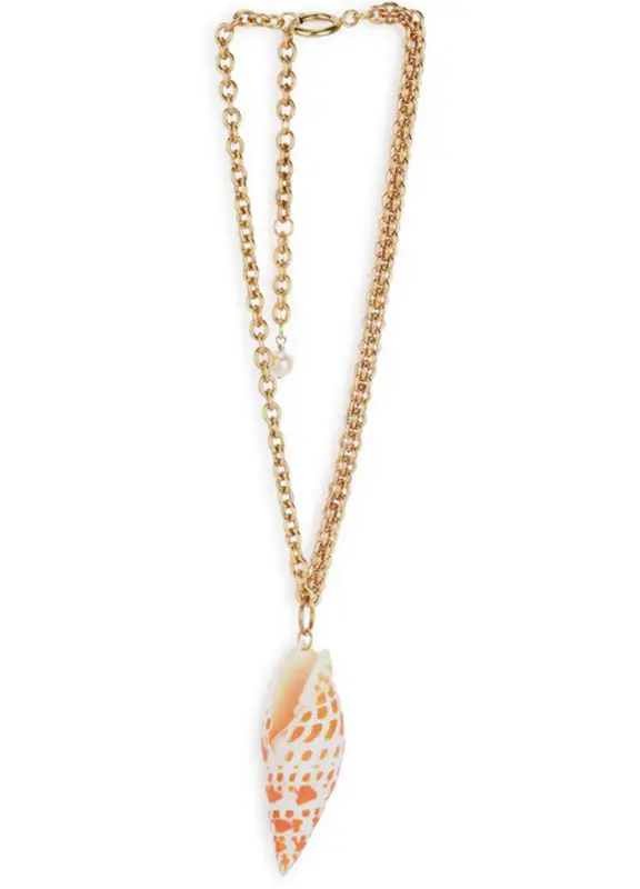 Marine Serre Plage Upcycled Shell Pendant Necklace In Gold $350