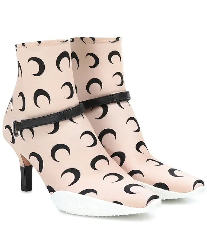 Marine Serre Crescent Moon-print Stretch-jersey Ankle Boots In Tan All Ove $1235