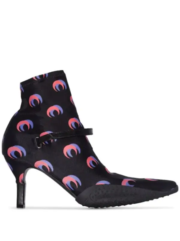 Marine Serre Crescent Moon-print Stretch-jersey Ankle Boots In Moon Blk Pi $1170