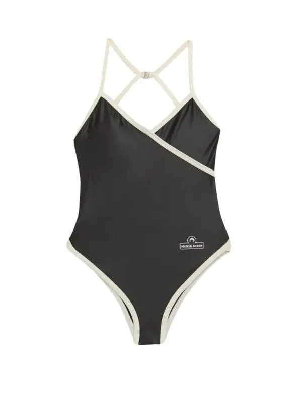 Marine Serre Logo-print Swimsuit In Black $365