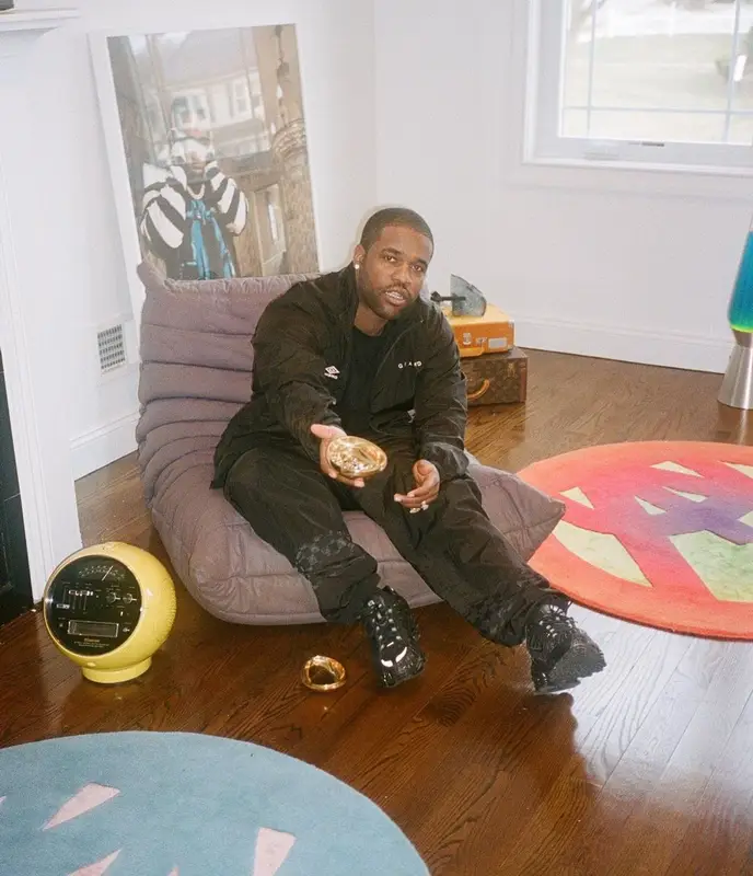 ASAP Ferg outfit in Umbro, Nike, and Grand Collection, 2021
