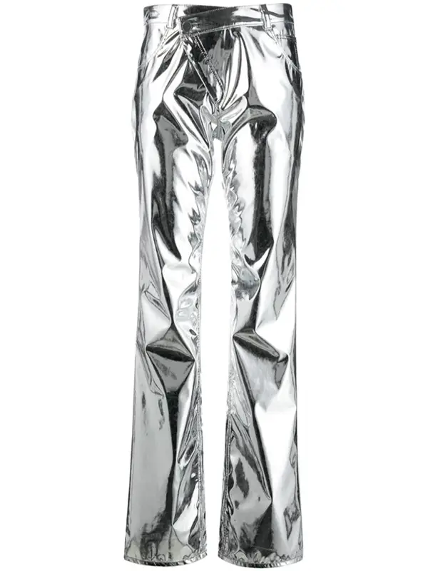 Ottolinger Wrap-waist Metallic Trousers In Silver $521