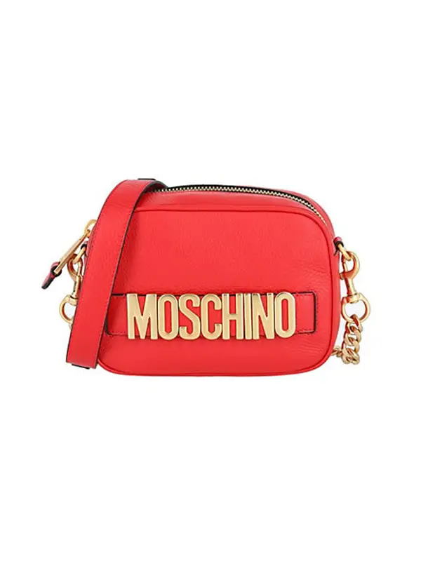 Moschino Logo Pebbled-leather Camera Bag In Red $965