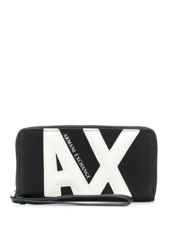 Armani Exchange Monogram Zipped Wallet In Black $155