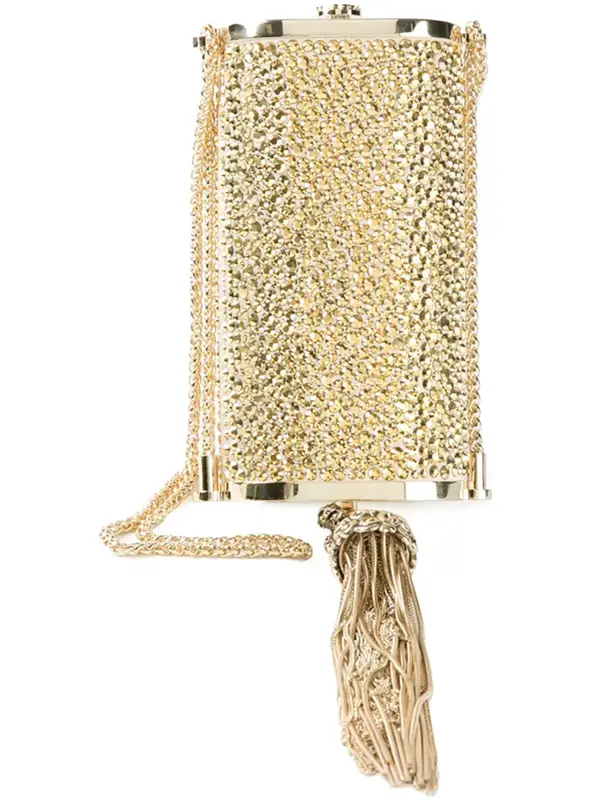 Roberto Cavalli Tassel Box Clutch In Metallic $3650