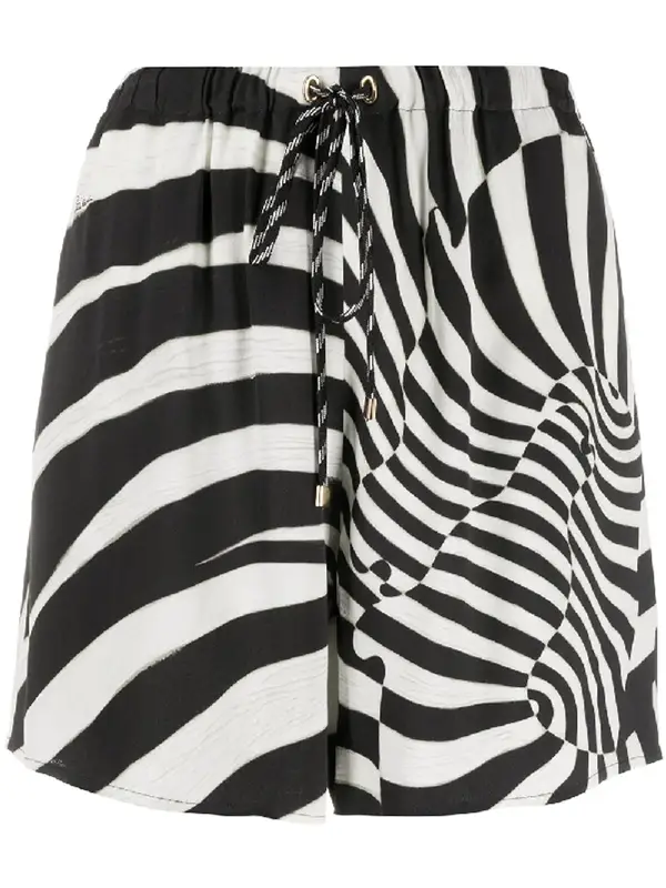 Roberto Cavalli Zebra Avantgarde Print Shorts In Black $890