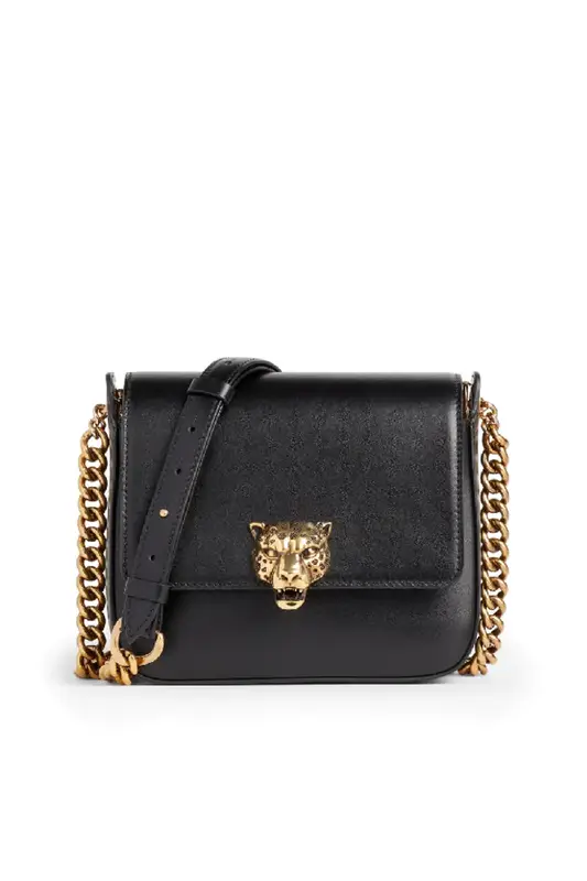 Roberto Cavalli Leopard Head Shoulder Bag In Black $1855