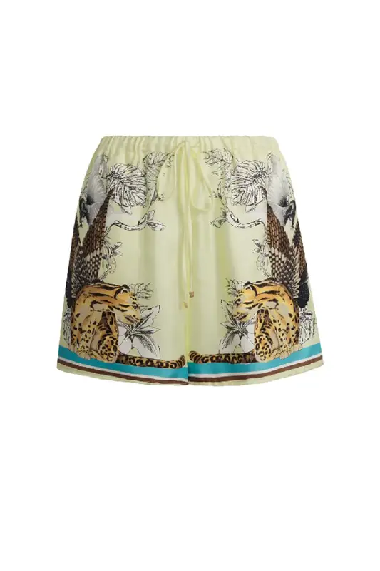 Roberto Cavalli Hybrid Animals Shorts In Yellow $695
