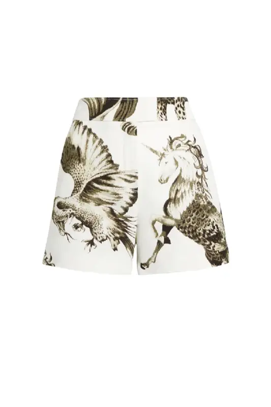 Roberto Cavalli Hybrid Animals Printed Shorts In White $650
