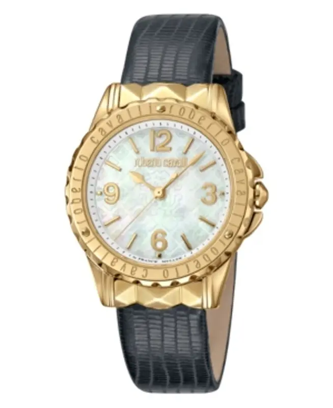 Roberto Cavalli By Franck Muller Women's Swiss Quartz Black Leather Strap Watch, 34mm $750