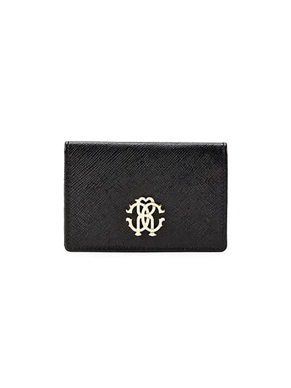Roberto Cavalli Bi-fold Leather Wallet In Black $175