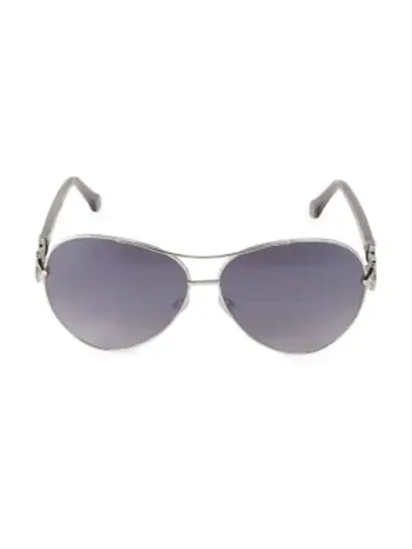Roberto Cavalli 61mm Browline Aviator Sunglasses In Gunmetal $395