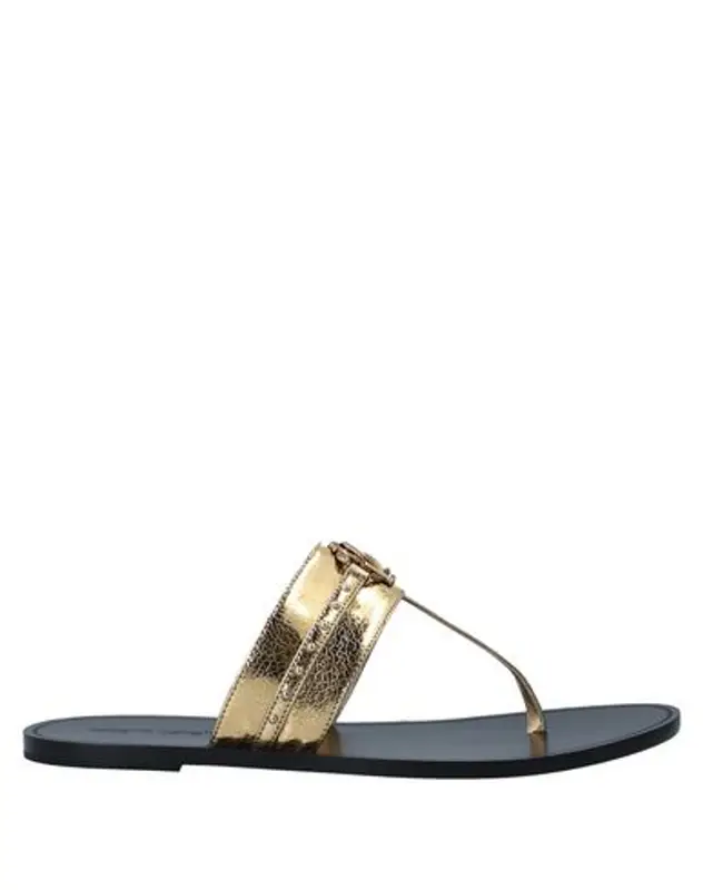 Roberto Cavalli Flip Flops In Gold $460
