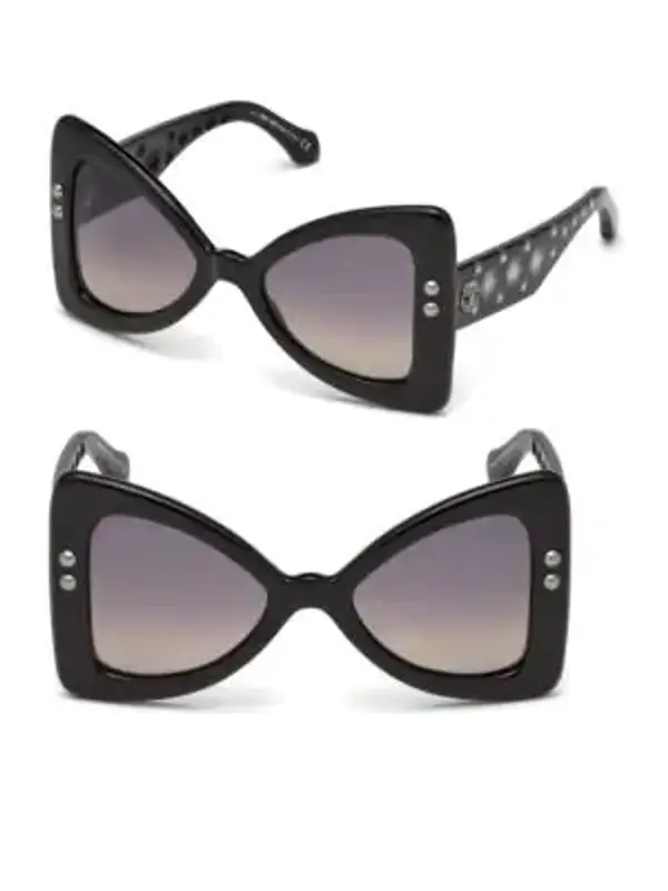 Roberto Cavalli 50mm Oversize Butterfly Sunglasses In Black Beige $415