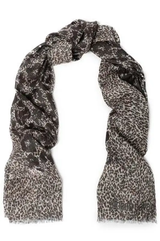 Roberto Cavalli Metallic Leopard-print Modal-blend Scarf In Ivory $230