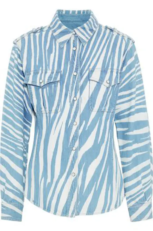 Roberto Cavalli Zebra-print Denim Jacket In Blue $1090