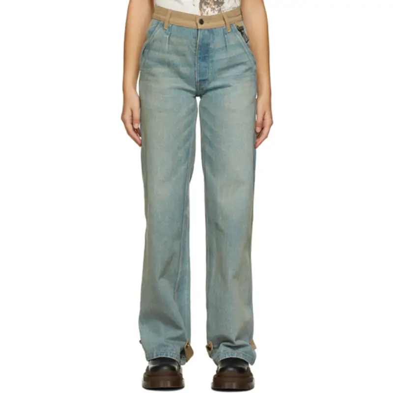 Reese Cooper Reese Cooper Ssense Exclusive Blue And Tan Balloon Jeans In Indigo $510