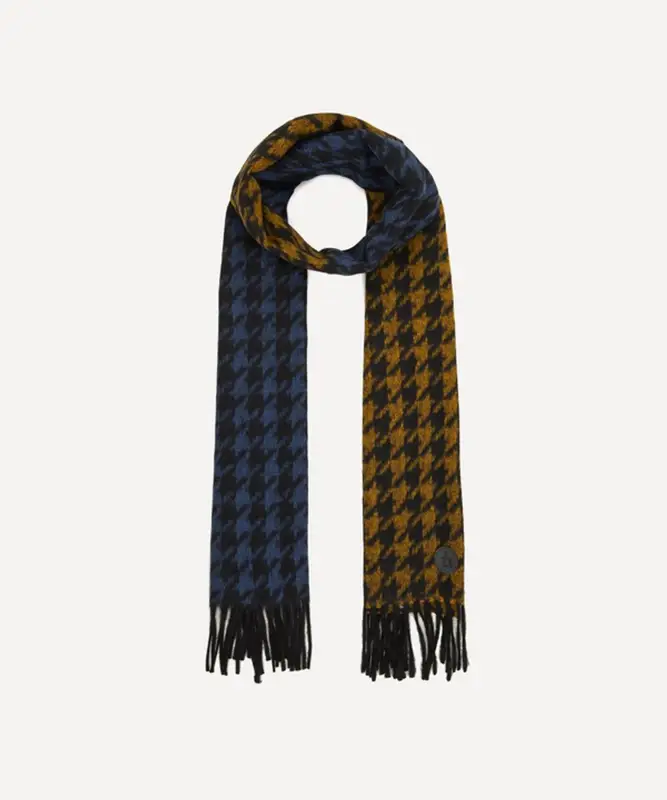 Lanvin Buttoned Houndstooth Cashmere Scarf In Blue $335