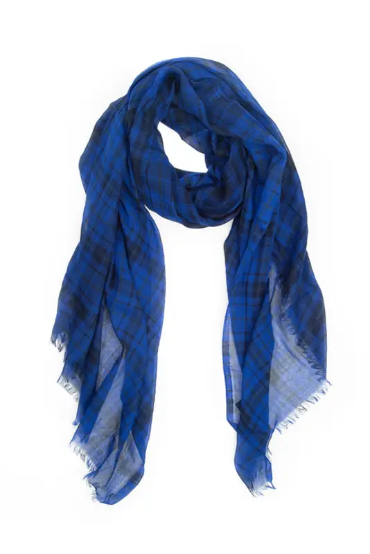 Lanvin Buttoned Men's Lanvin Plaid Scarf In Blue $250