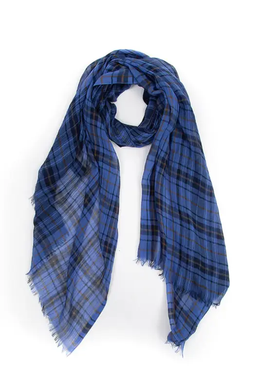 Lanvin Buttoned Men's Lanvin Plaid Scarf In Blue $250