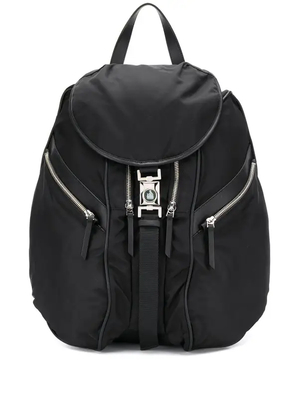 Lanvin Buttoned Leather-trimmed Large Backpack In Black $1300