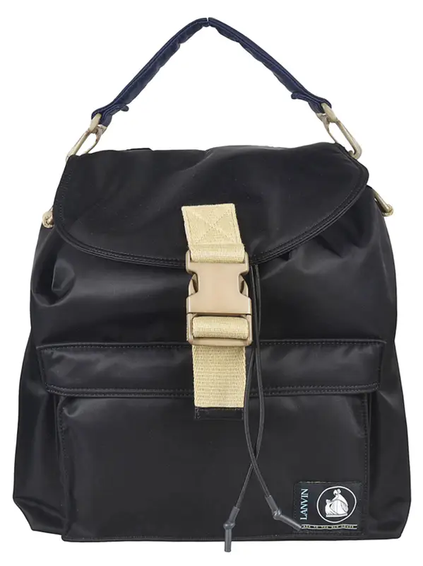 Lanvin Buttoned Duvet' Nylon Backpack In 10 Black $939