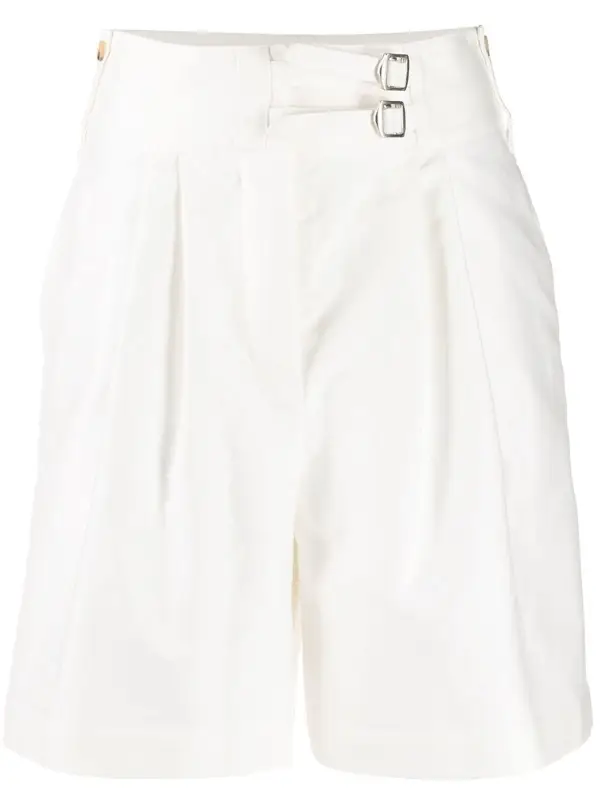 Lanvin Buttoned Belted Cotton Wide-leg Shorts In White $890