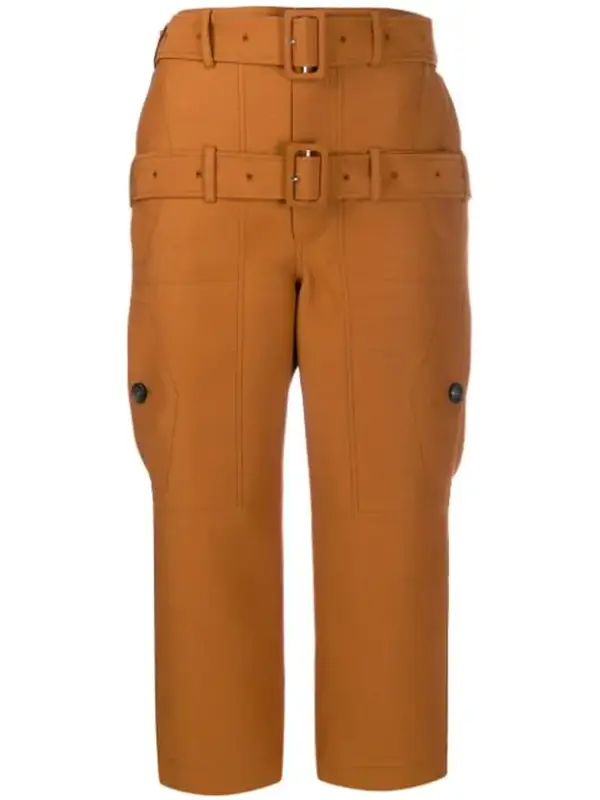 Lanvin Buttoned Double Belted Cropped Trousers In 671 Terraco $1150